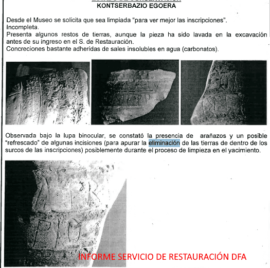 Varias fotografias con las explicaciones de las restauradoras de la DFA