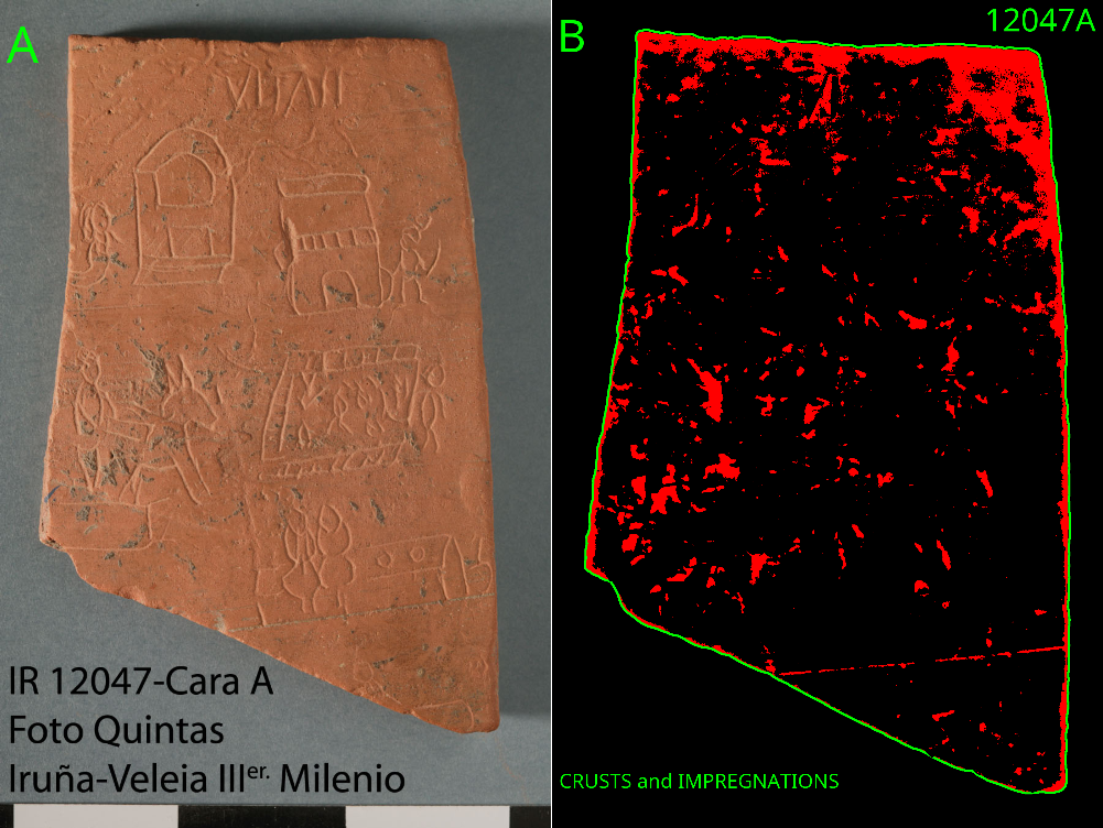 Óstracaen luz  visible / Costras e impregnaciones en óstracon IR120478A
